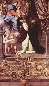 San Domenico riceve il rosario della Vergine, dipinto di Guido Reni